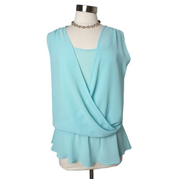 Women's Sleeveless Blouse Draped Wrap Front Ruffle Dressy Top Medium NWOT - Picture 5 of 6